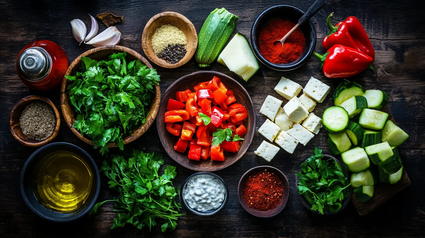 ingredients-barbecue-vegetarien ingrédients pour barbecue végétarien