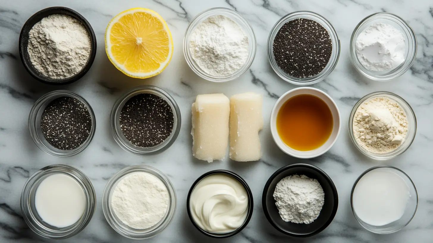 ingredients-gateau-yaourt-vegan ingrédients pour gâteau au yaourt vegan