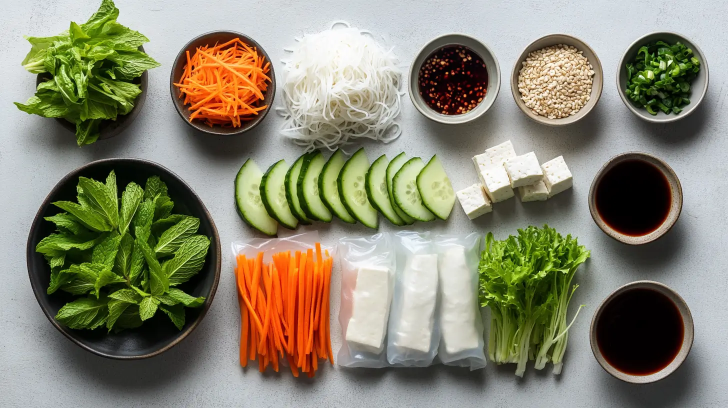 ingredients-rouleau-printemps Ingrédients rouleau de printemps végétarien
