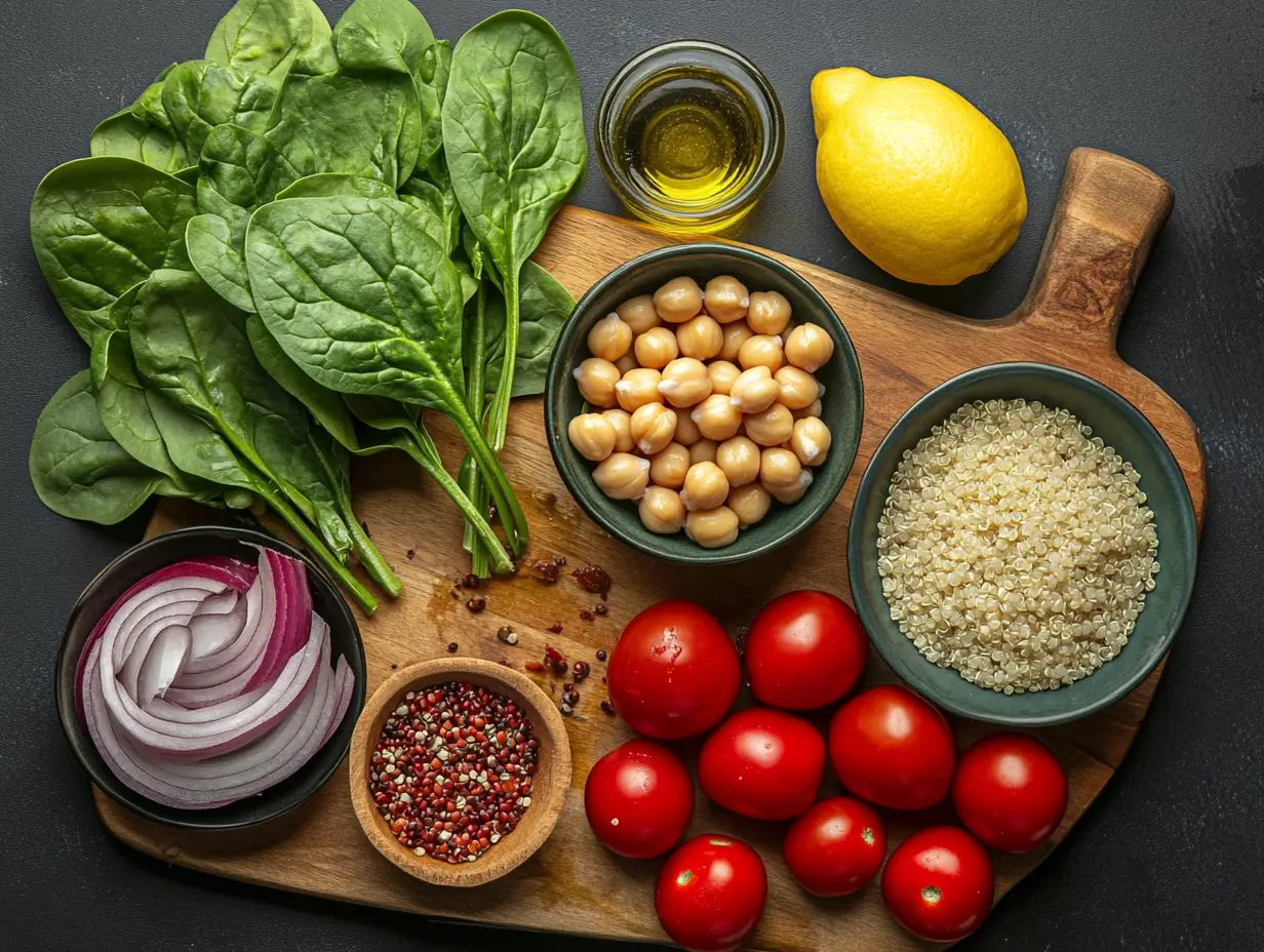 ingredients-salade-vegetarienne ingrédients pour salade végétarienne