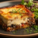 part moussaka vegetarien servi
