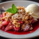 présentation crumble rhubarbe fraise