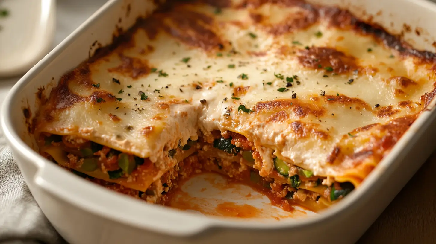 étapes de montage lasagne végétarienne