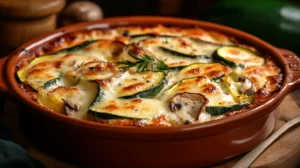 gratin de courgettes et champignons doré au four