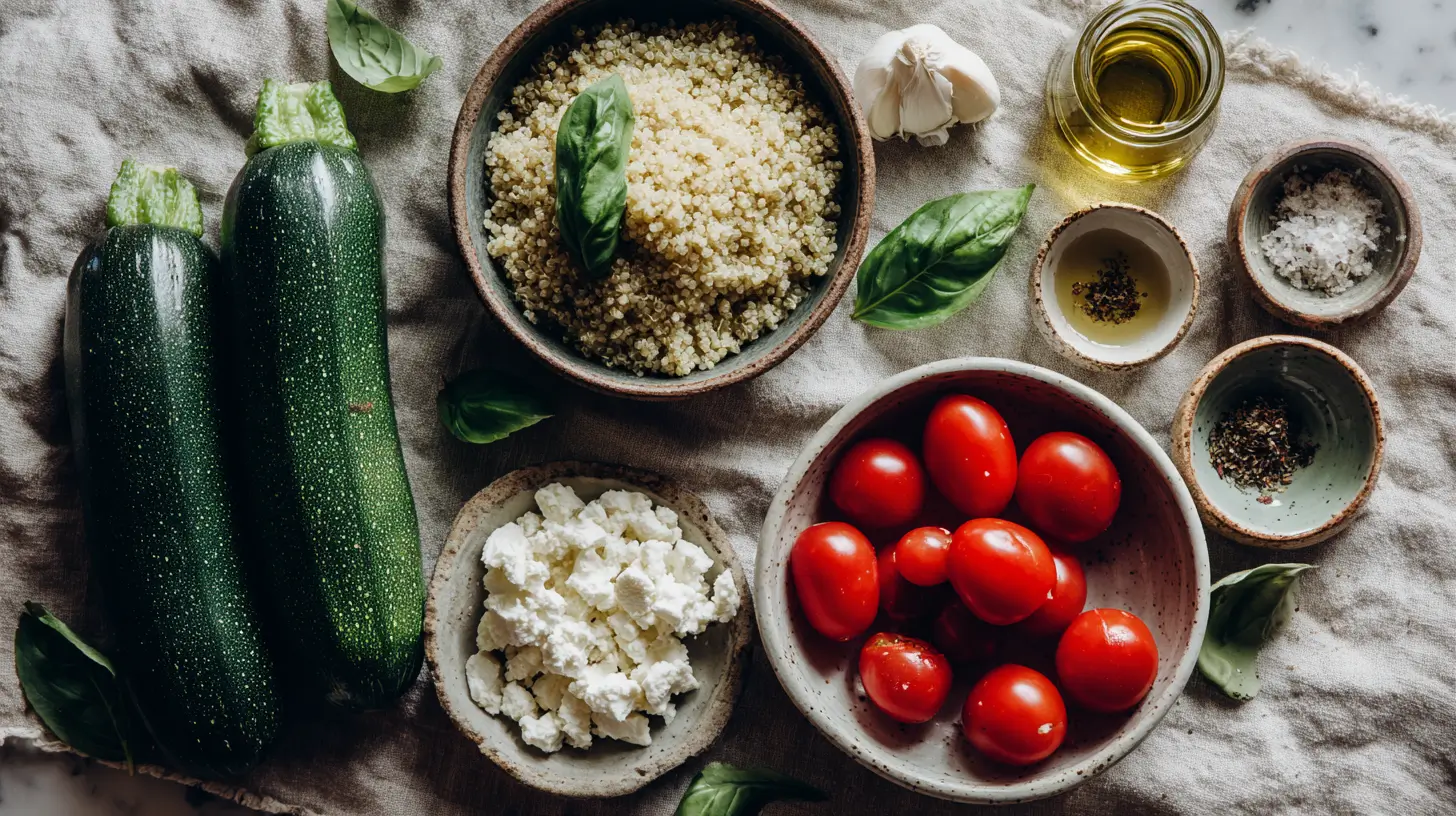 ingredients-courgette-farcie ingrédients pour courgette farcie végétarienne