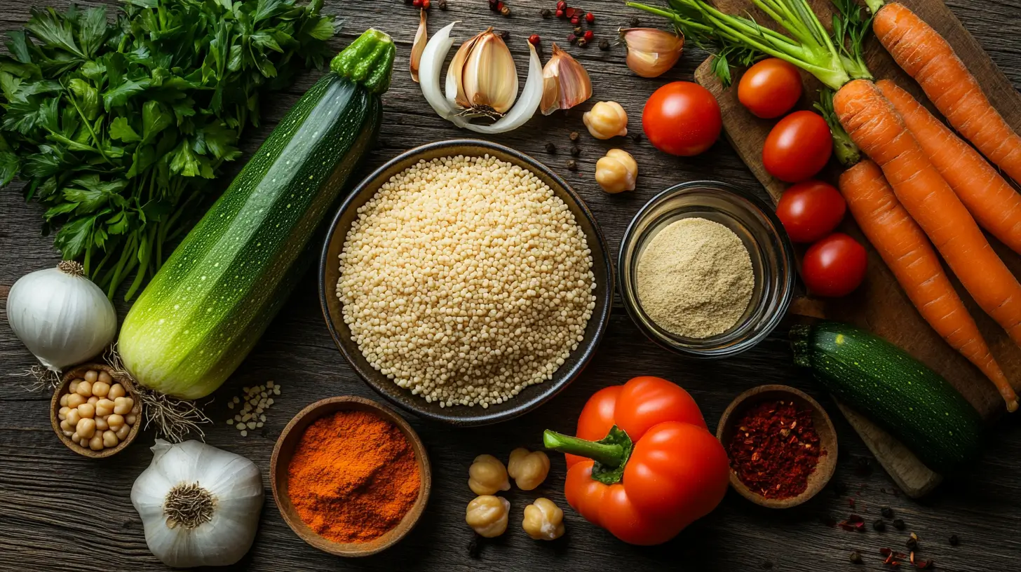 Ingrédients frais pour couscous végétarien