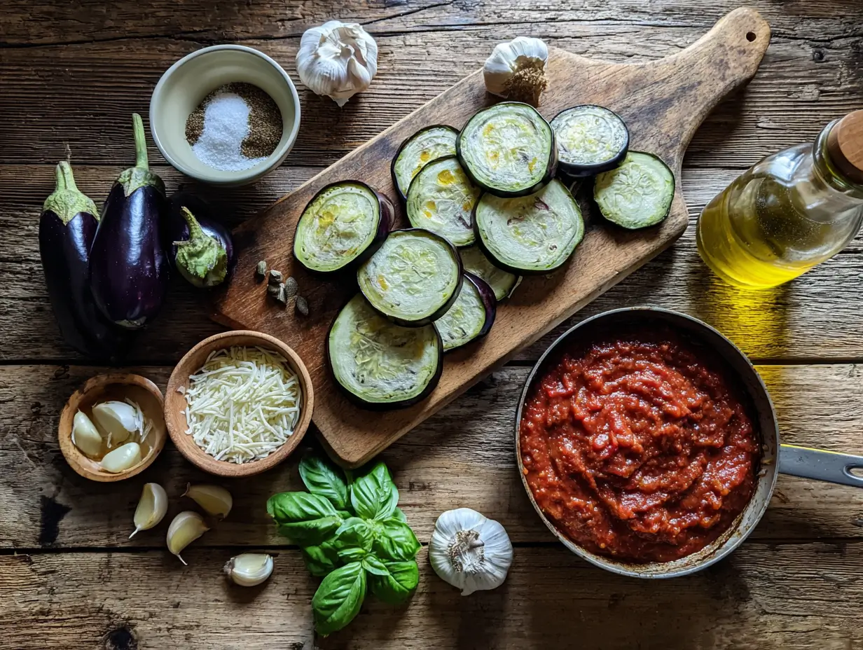 Ingrédients pour moussaka italienne végétarienne