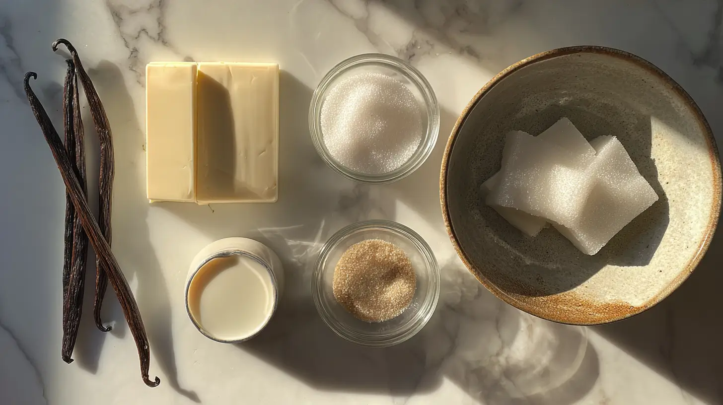 ingredients-panna-cotta ingrédients panna cotta sur plan de travail