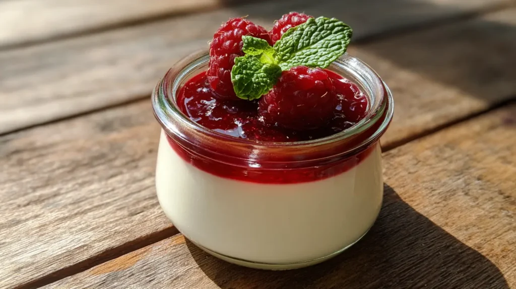 panna cotta recette en verrine avec coulis de framboise