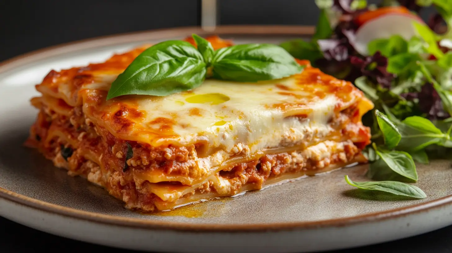 part de lasagne végétarienne servie