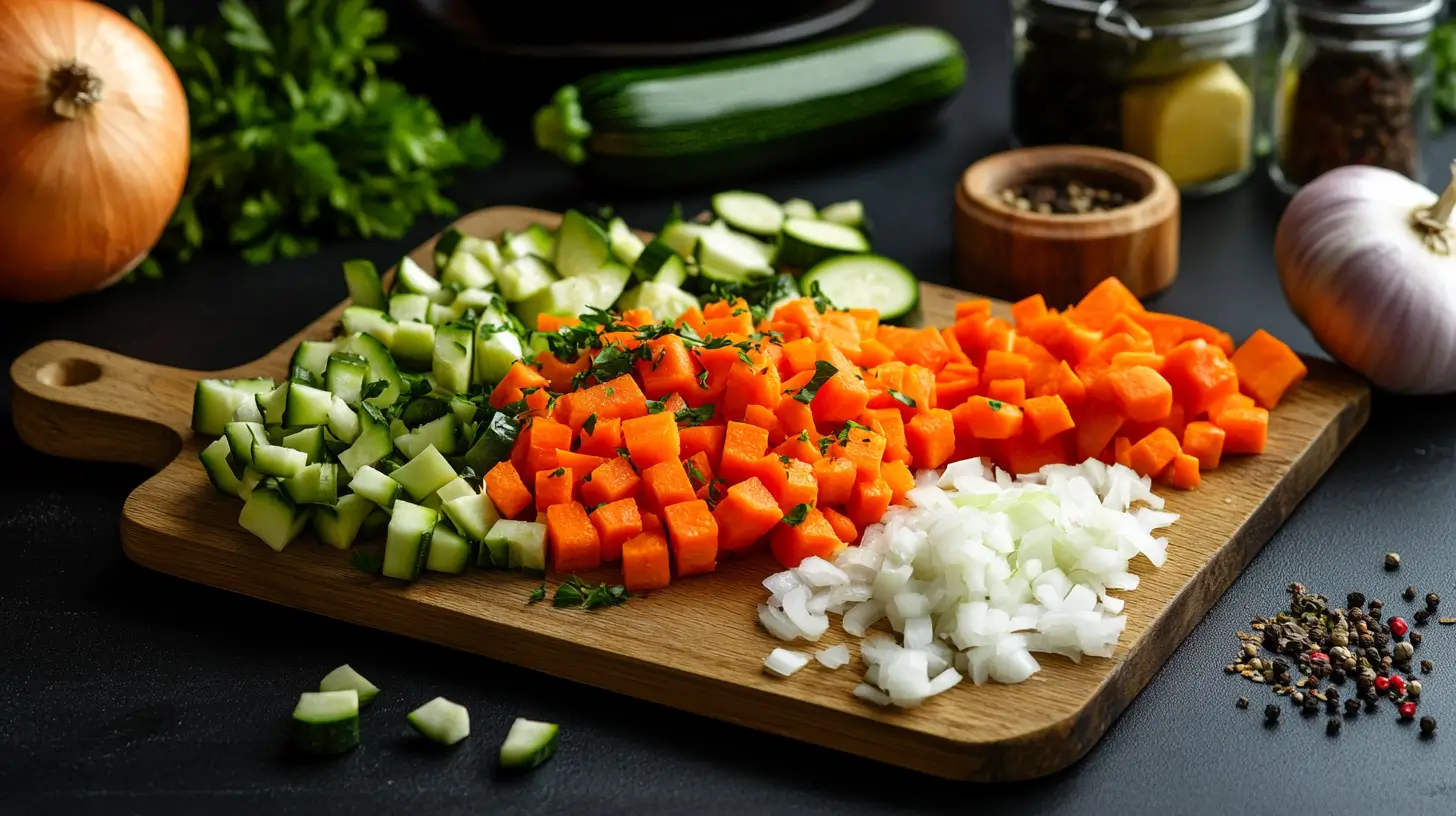 Légumes préparés pour couscous végétarien