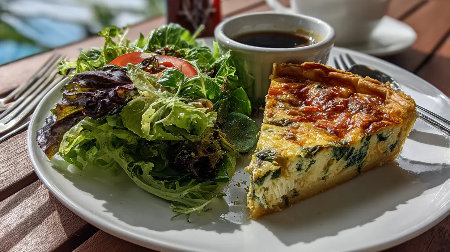 quiche-vegetarienne-salade assiette quiche végétarienne et salade