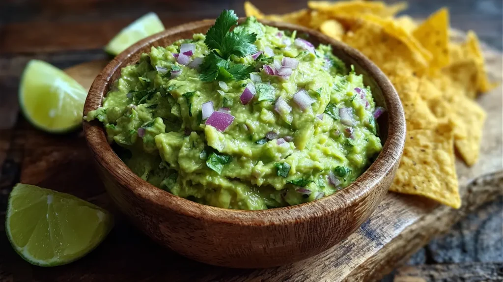 recette guacamole maison servie en bol avec chips