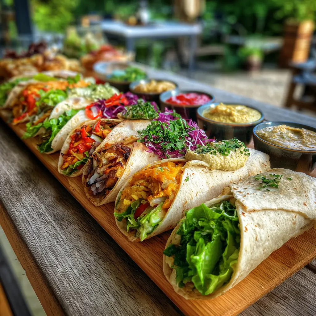 Buffet de wraps végétariens pour anniversaire d’été