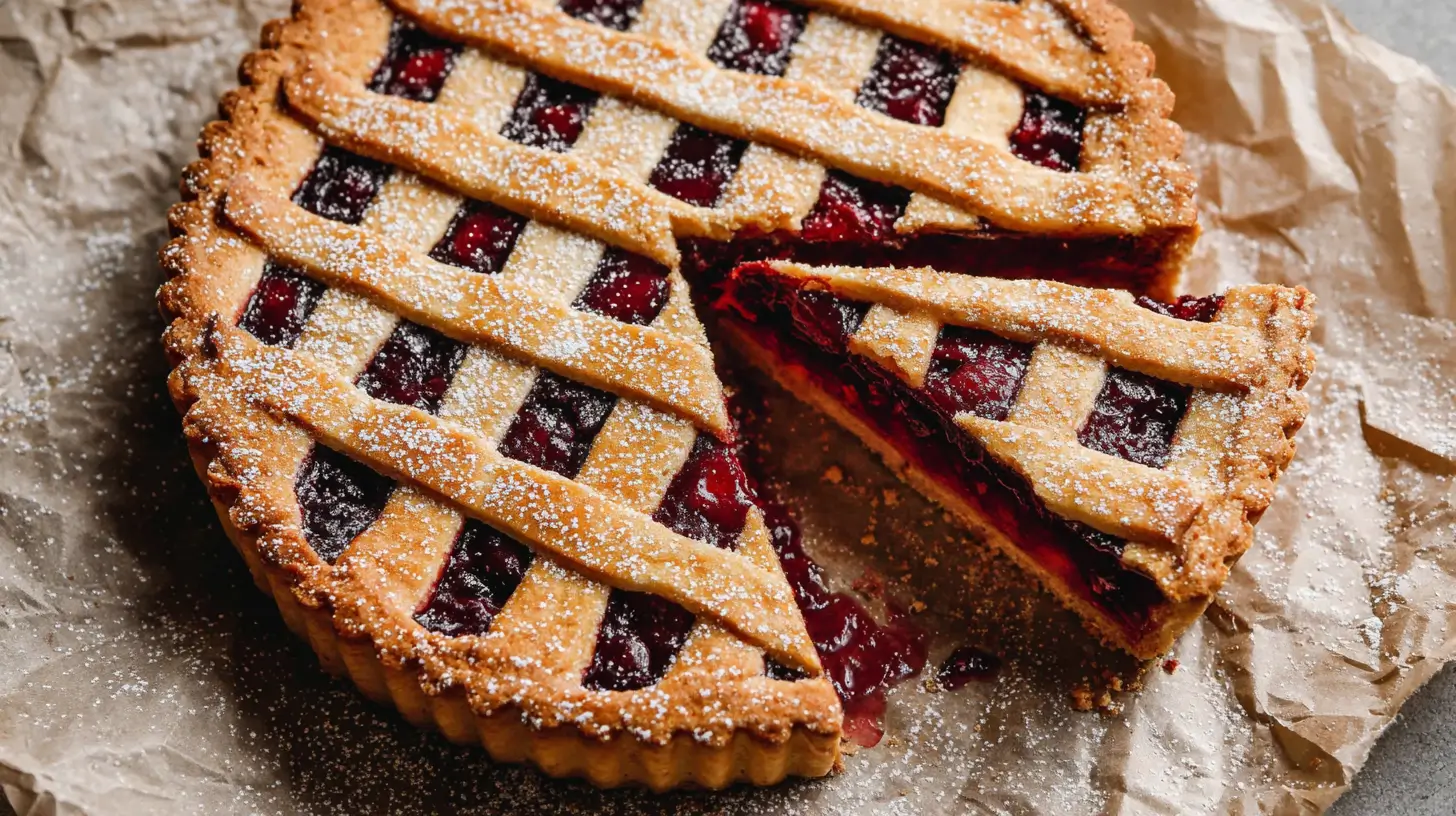 gateau-basque-cerise gâteau basque cerise doré sur assiette rustique