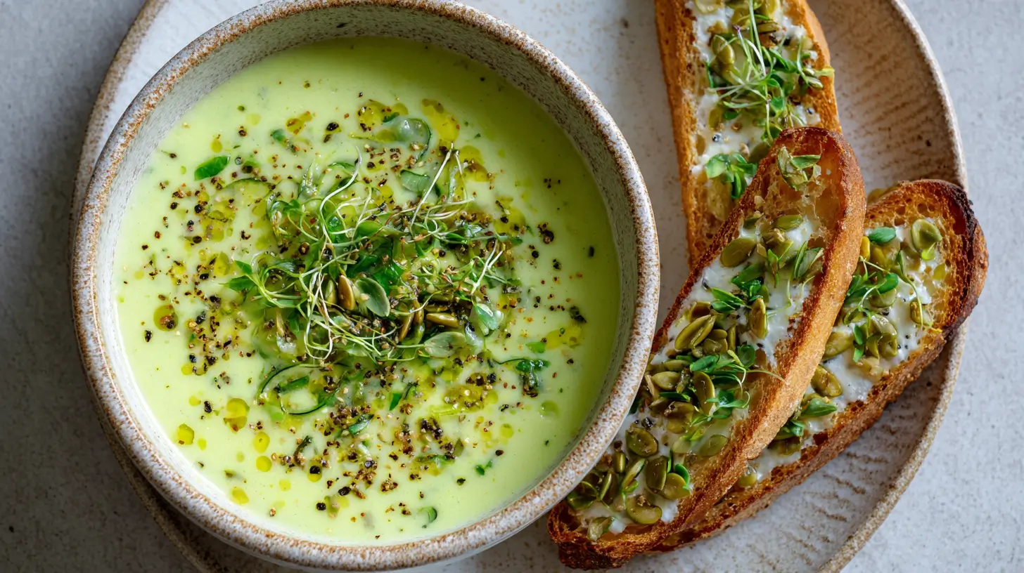 soupe-courgette-tartines-chevre soupe froide courgettes et tartines chèvre